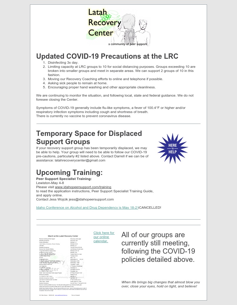 This Week at the Latah Recovery Center-March 23