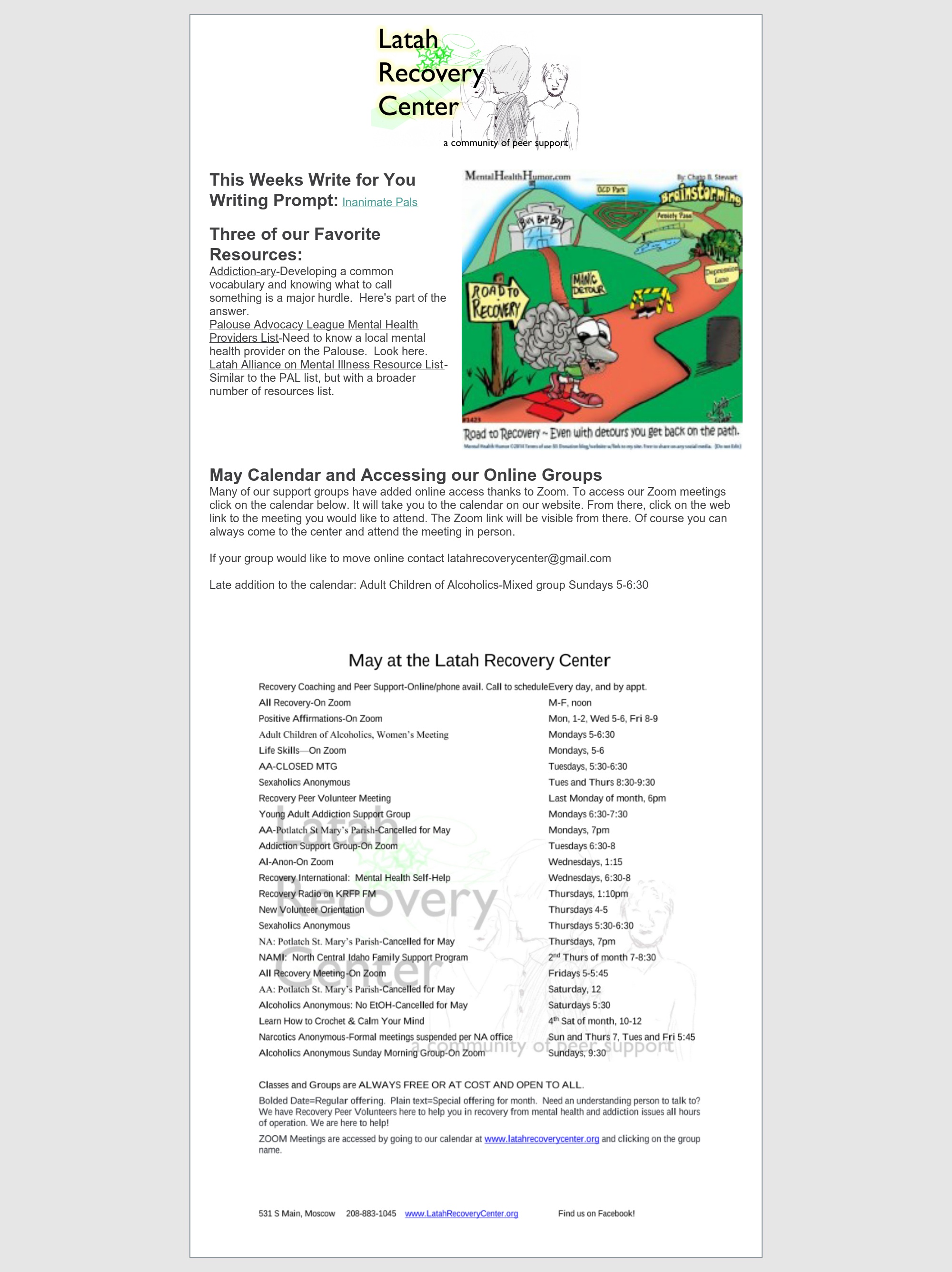 May 11 at the Latah Recovery Center